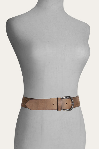 FRYE Women's Cognac 38mm Woven Perf Belt