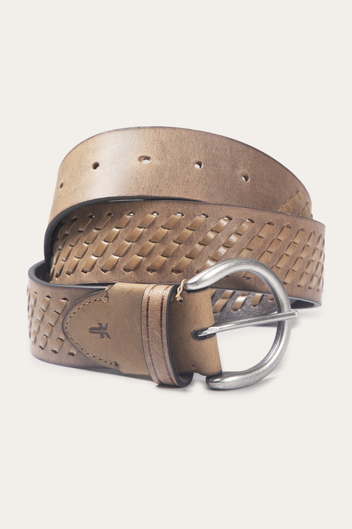 FRYE Women's Beige 38mm Woven Perf Belt
