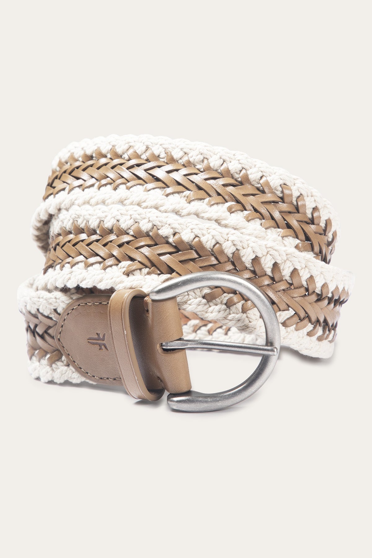 FRYE Women's Beige 38mm Braided Cording Belt