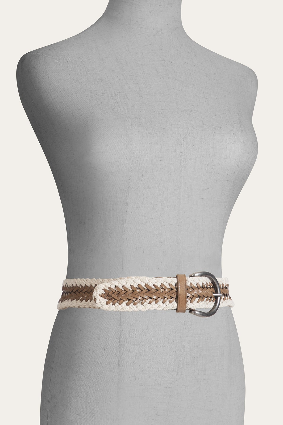 FRYE Women's Beige 38mm Braided Cording Belt