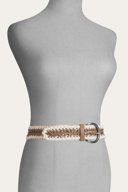FRYE Women's Beige 38mm Braided Cording Belt