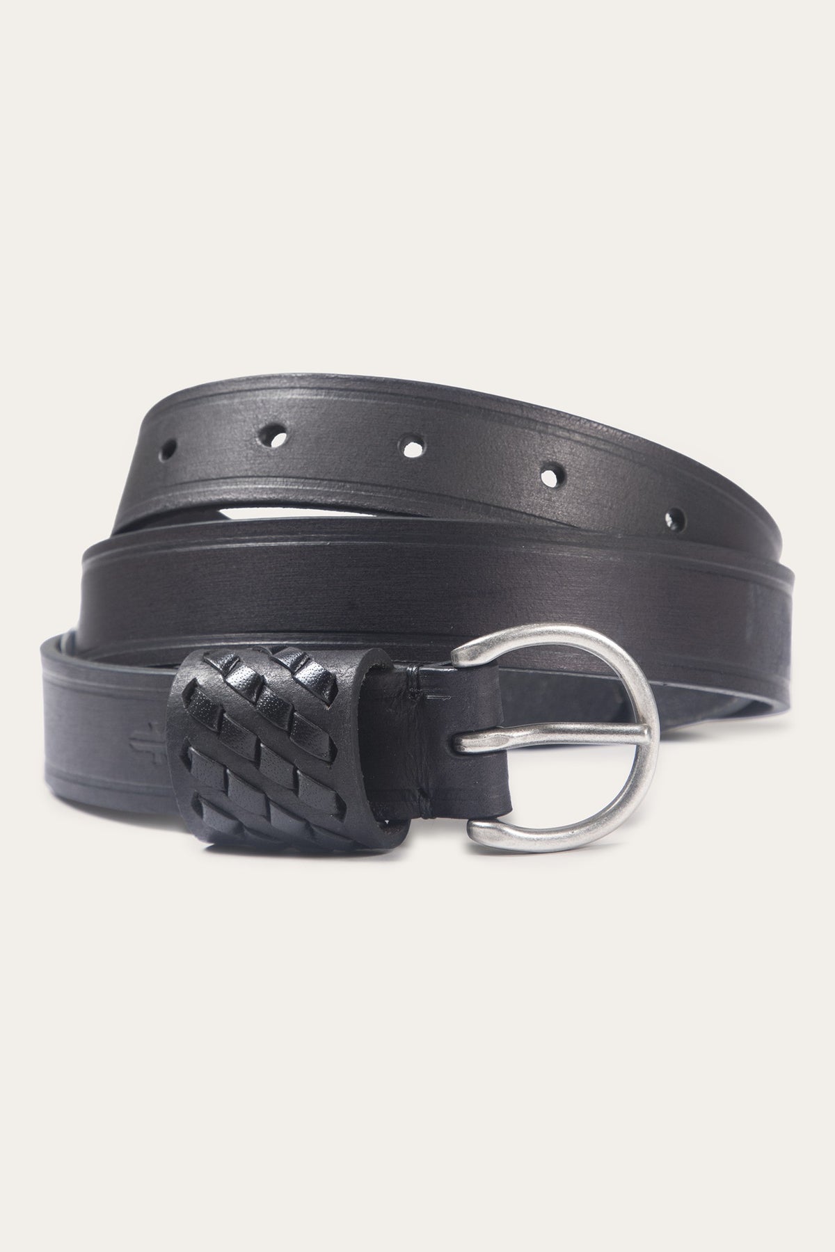 FRYE Women's Black 25mm Woven Perf Keeper Belt
