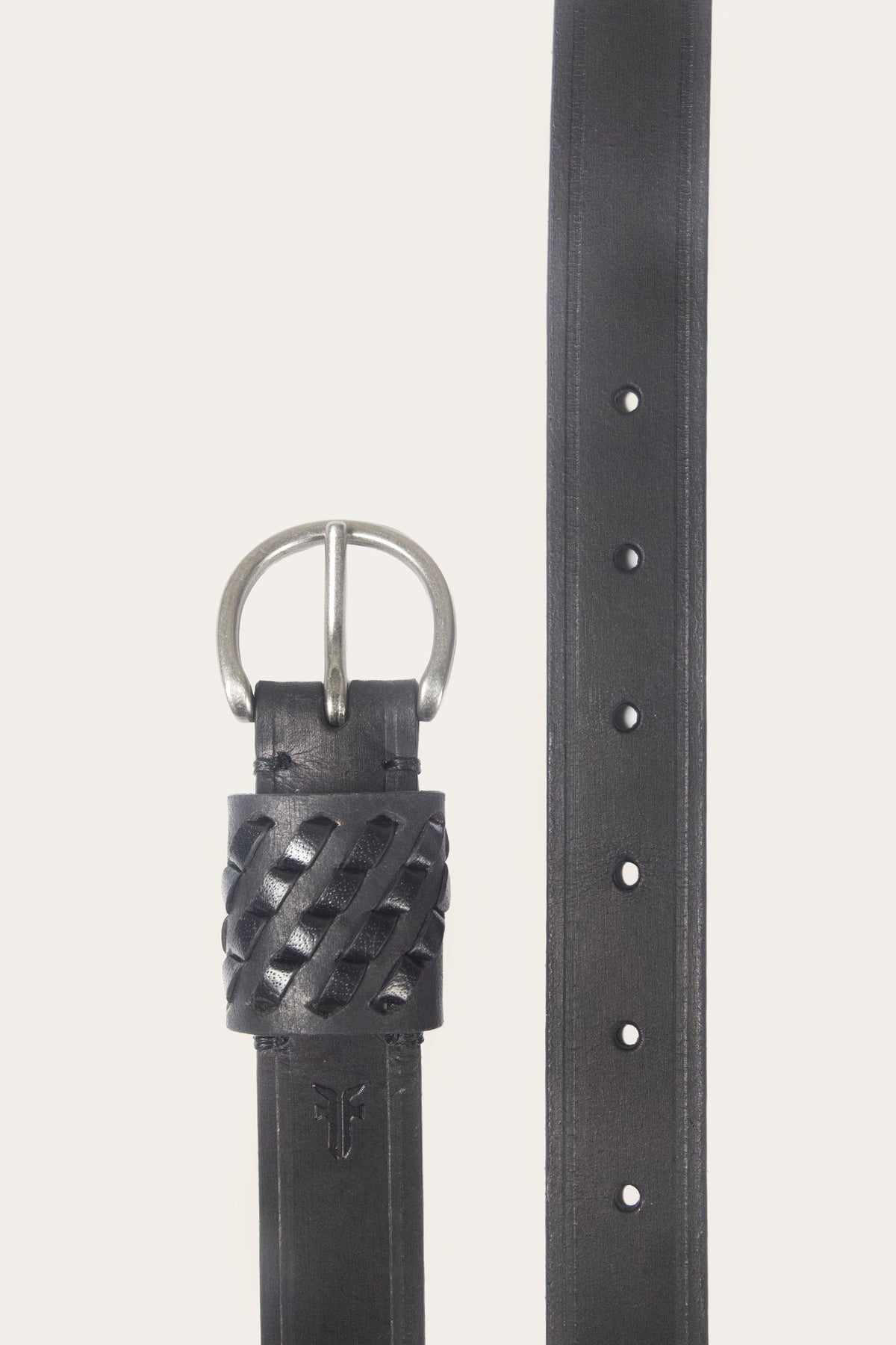 FRYE Women's Black 25mm Woven Perf Keeper Belt