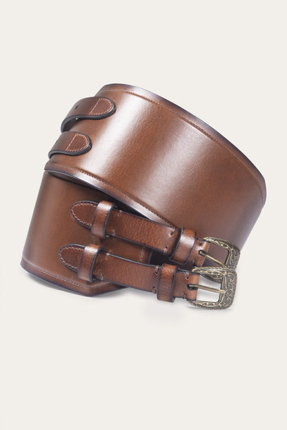 FRYE Women's Cognac 85mm Western Waist Belt