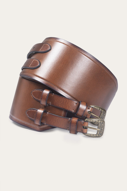 FRYE Women's Cognac 85mm Western Waist Belt