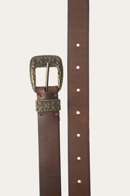 FRYE Women's Cognac 25mm Western Belt