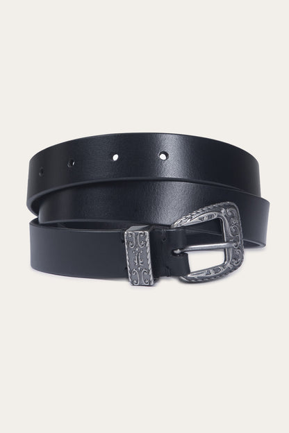 FRYE Women's Black 25mm Western Belt