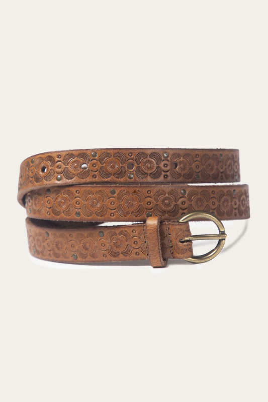 FRYE Light Whiskey 20mm Tooling & Stud Belt