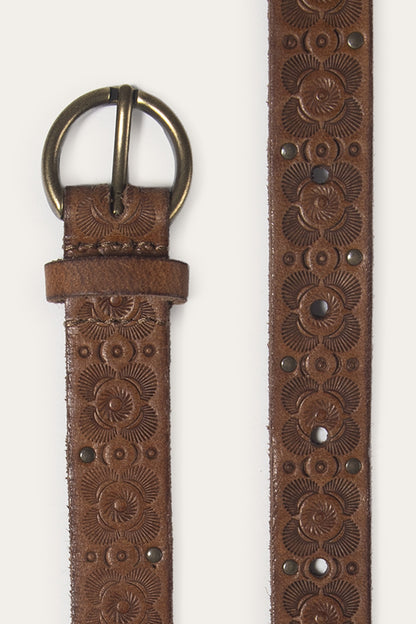 FRYE Light Whiskey 20mm Tooling & Stud Belt