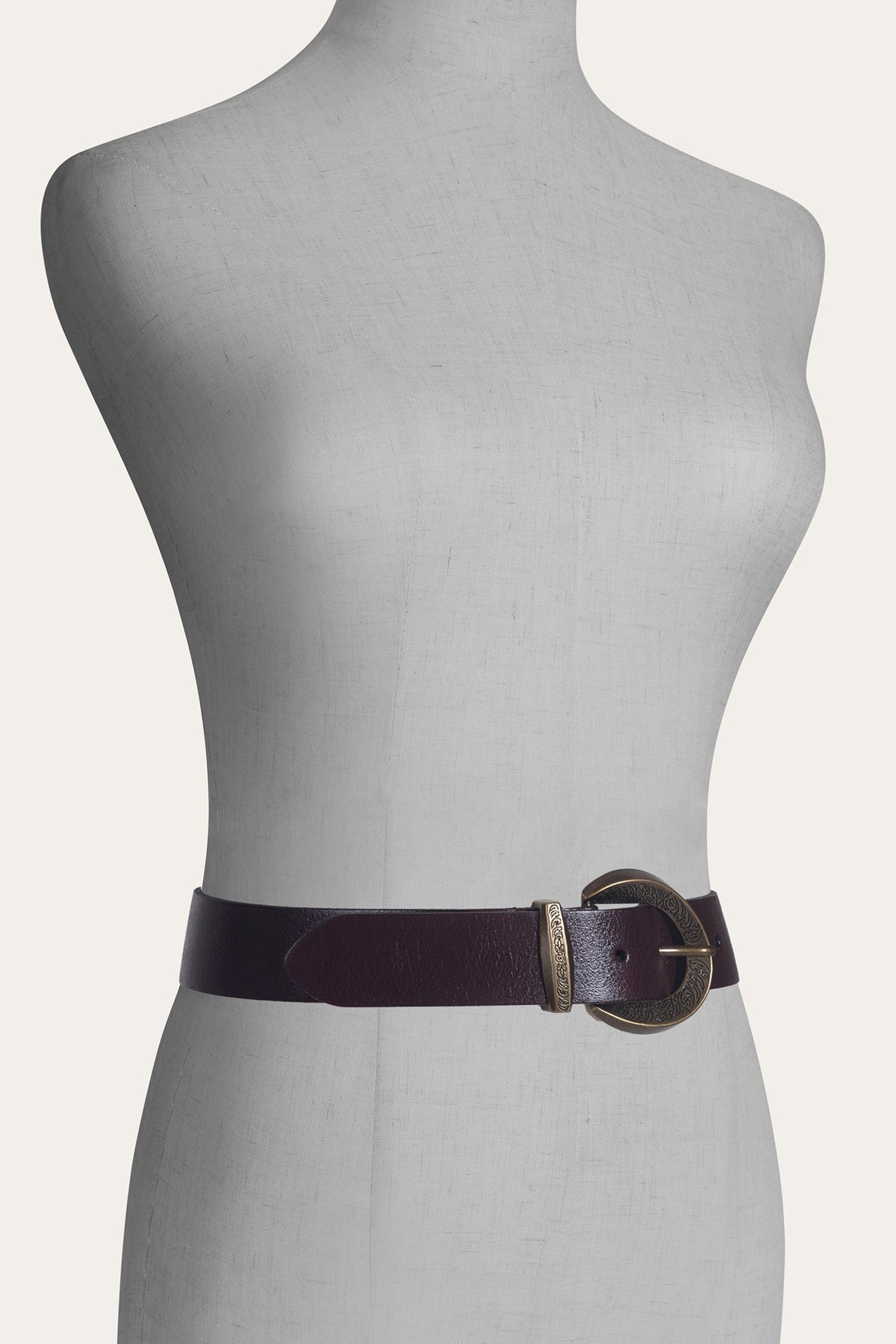FRYE Brown 35mm Engraved Buckle Belt