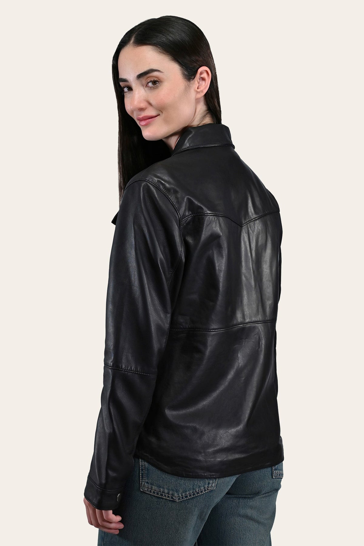 FRYE Women’s Black Obadiah Leather Shacket