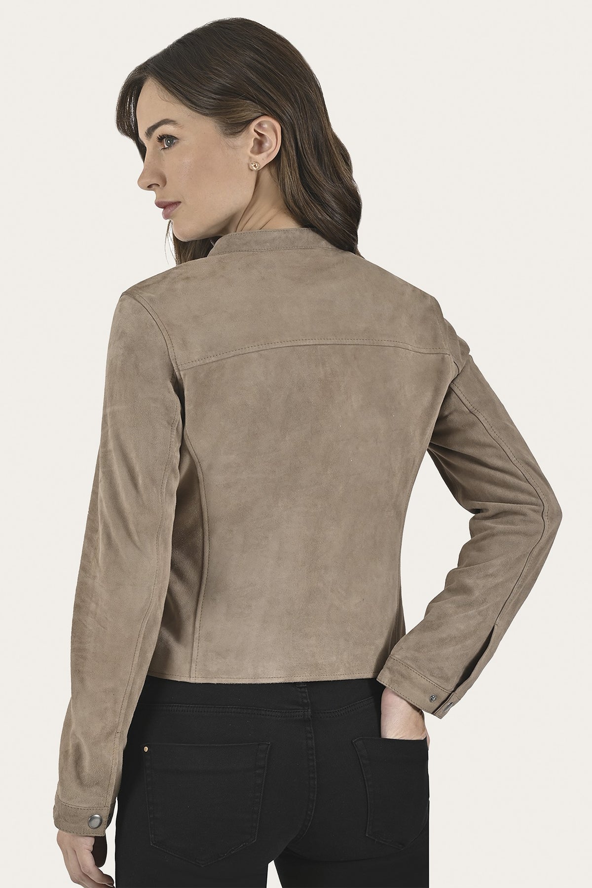 FRYE Women’s Taupe Jace Hybrid Biker Racer Suede Jacket