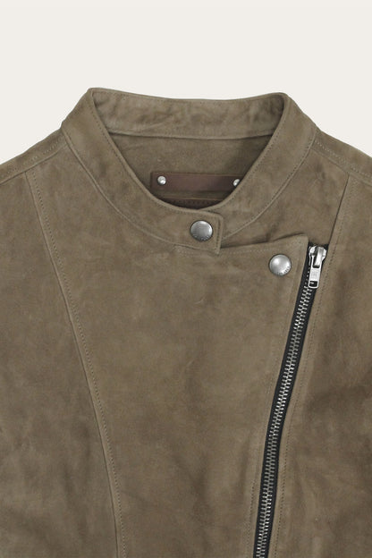 FRYE Women’s Taupe Jace Hybrid Biker Racer Suede Jacket
