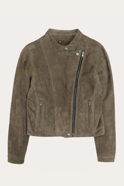 FRYE Women’s Taupe Jace Hybrid Biker Racer Suede Jacket