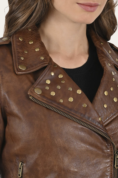 FRYE Women’s Tobacco Linc Biker Leather Jacket