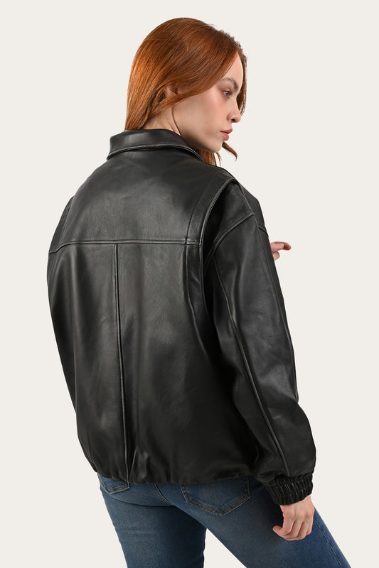 FRYE Black Harper Oversized Bomber