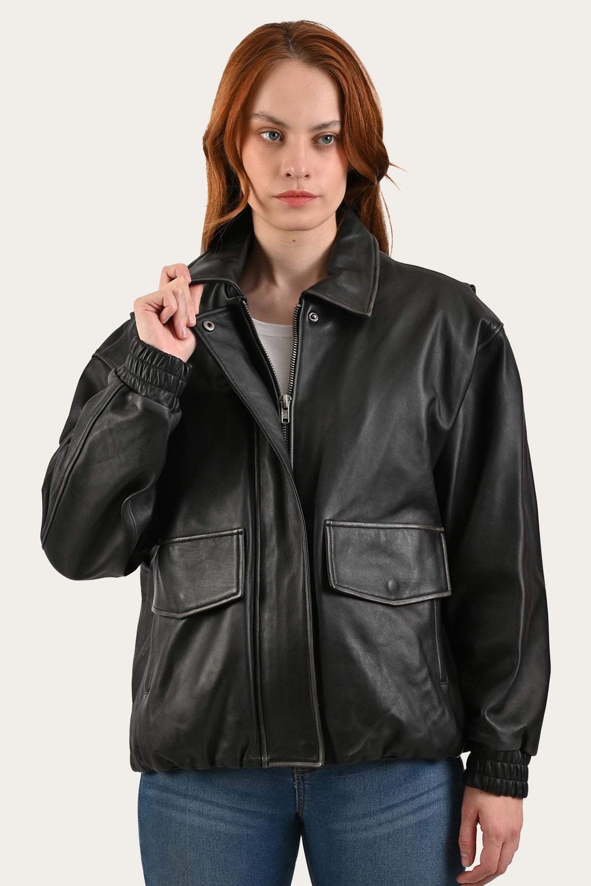 FRYE Black Harper Oversized Bomber