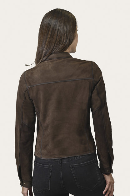 FRYE Women’s Dark Brown Cassidy Aged Lamb Leather Biker Jacket