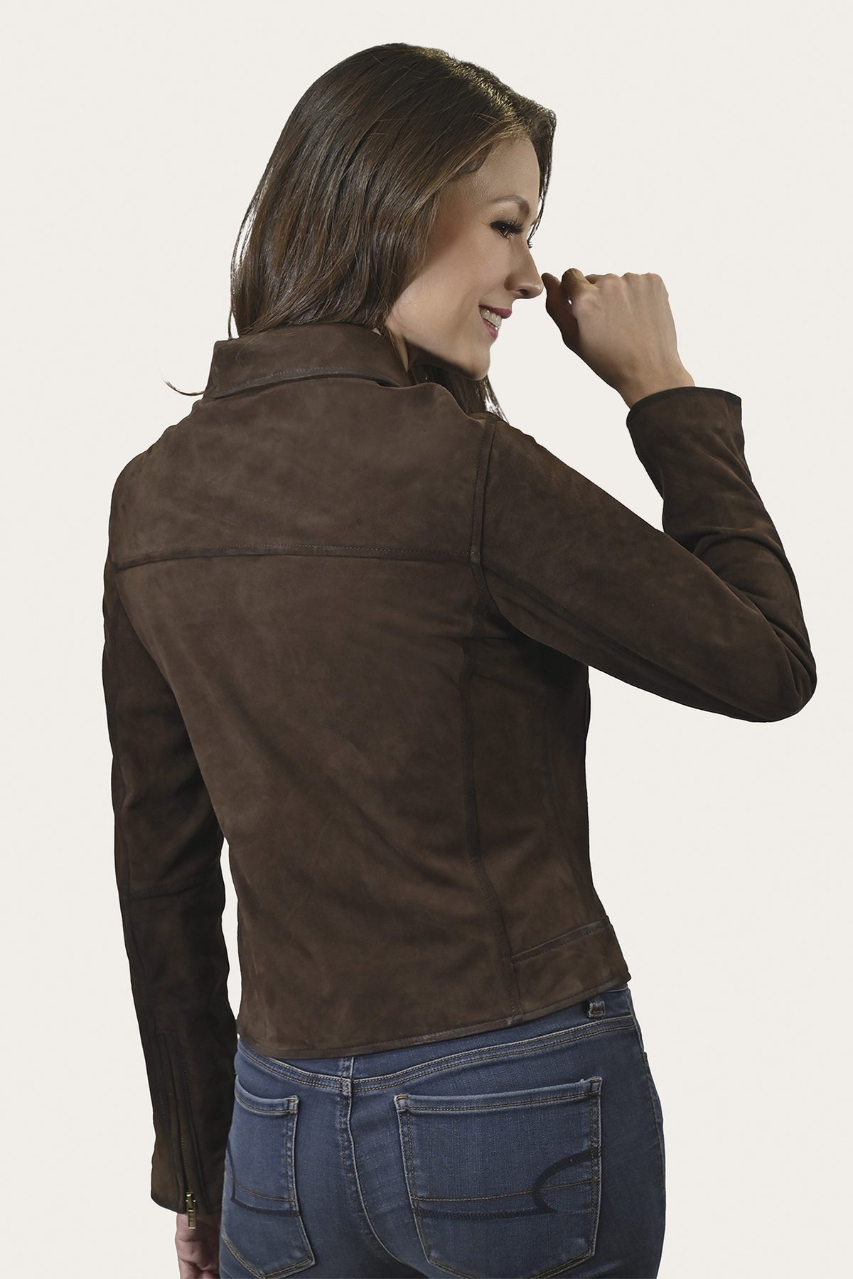 FRYE Women’s Dark Brown Clive Elegant Suede Biker Jacket