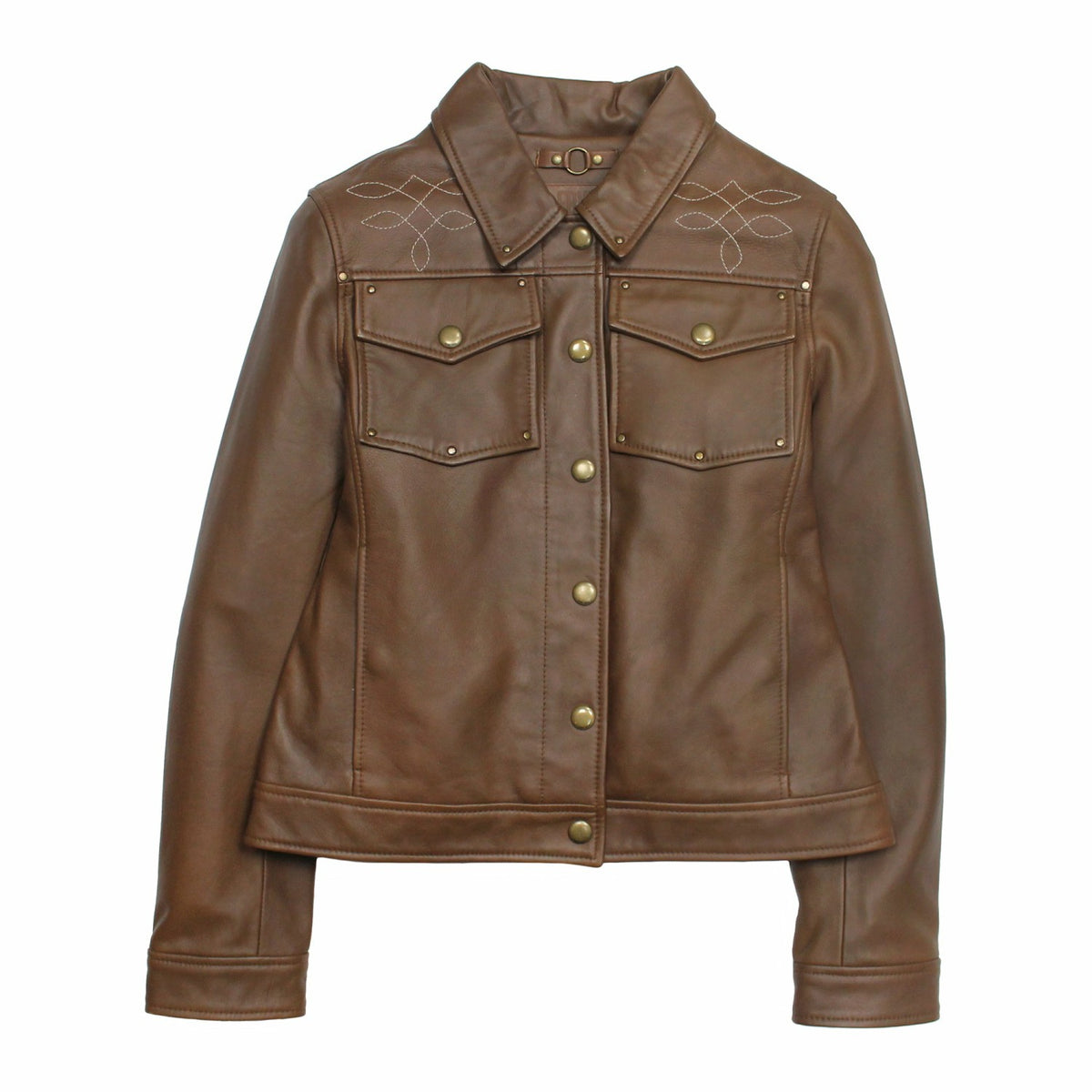 FRYE Women’s Medium Brown Callum Trucker Leather Jacket
