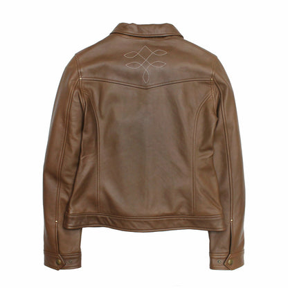 FRYE Women’s Medium Brown Callum Trucker Leather Jacket