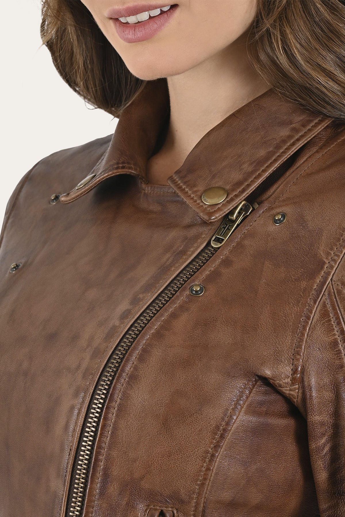 FRYE Women's Moka Tobacco Cordially Biker Jacket