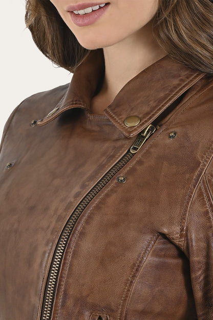 FRYE Women's Moka Tobacco Cordially Biker Jacket