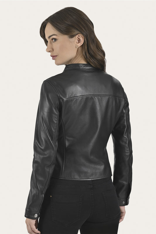 FRYE Women’s Black Heathe Leather Racer Jacket