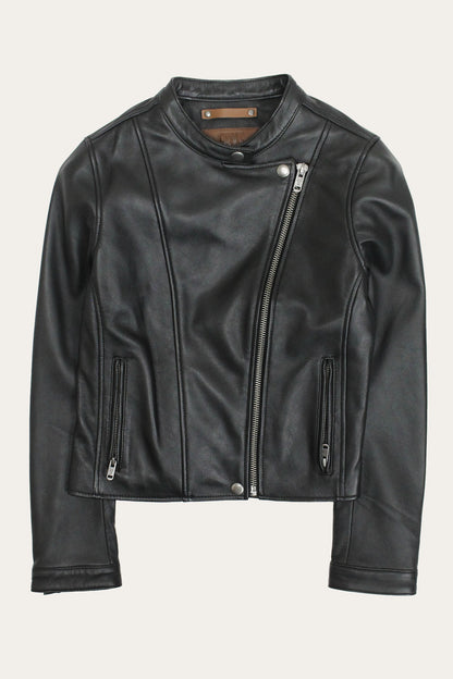 FRYE Women’s Black Heathe Leather Racer Jacket