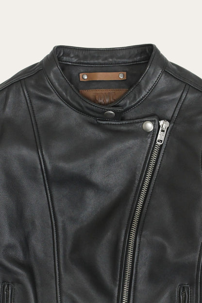 FRYE Women’s Black Heathe Leather Racer Jacket