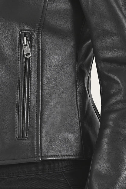 FRYE Women’s Black Heathe Leather Racer Jacket