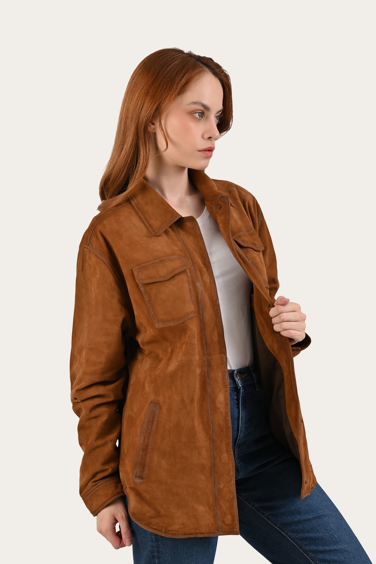 FRYE Light Brown Avett Overshirt Jacket
