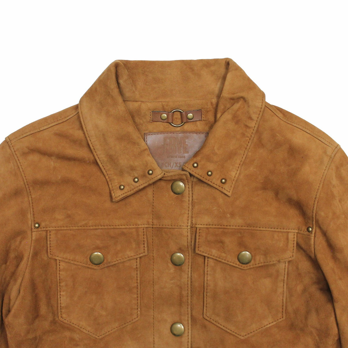 FRYE Women’s Medium Brown Nash Fringed Suede Trucker Jacket