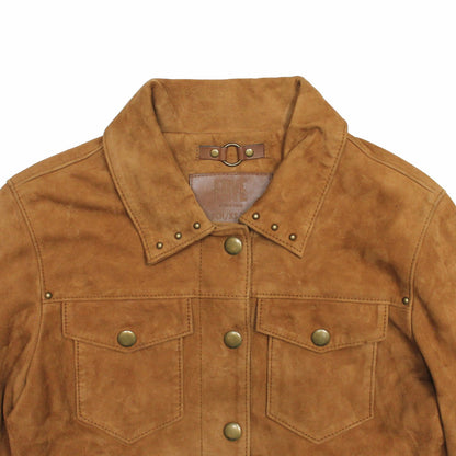 FRYE Women’s Medium Brown Nash Fringed Suede Trucker Jacket