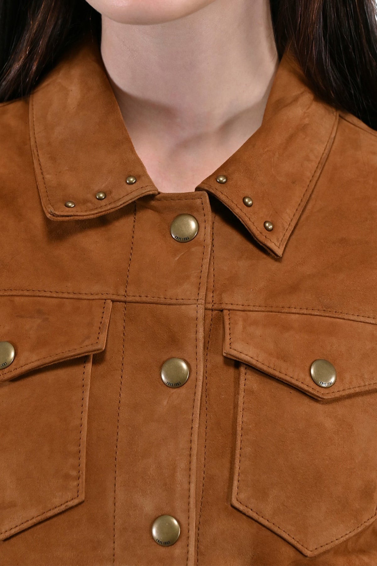 FRYE Women’s Medium Brown Nash Fringed Suede Trucker Jacket