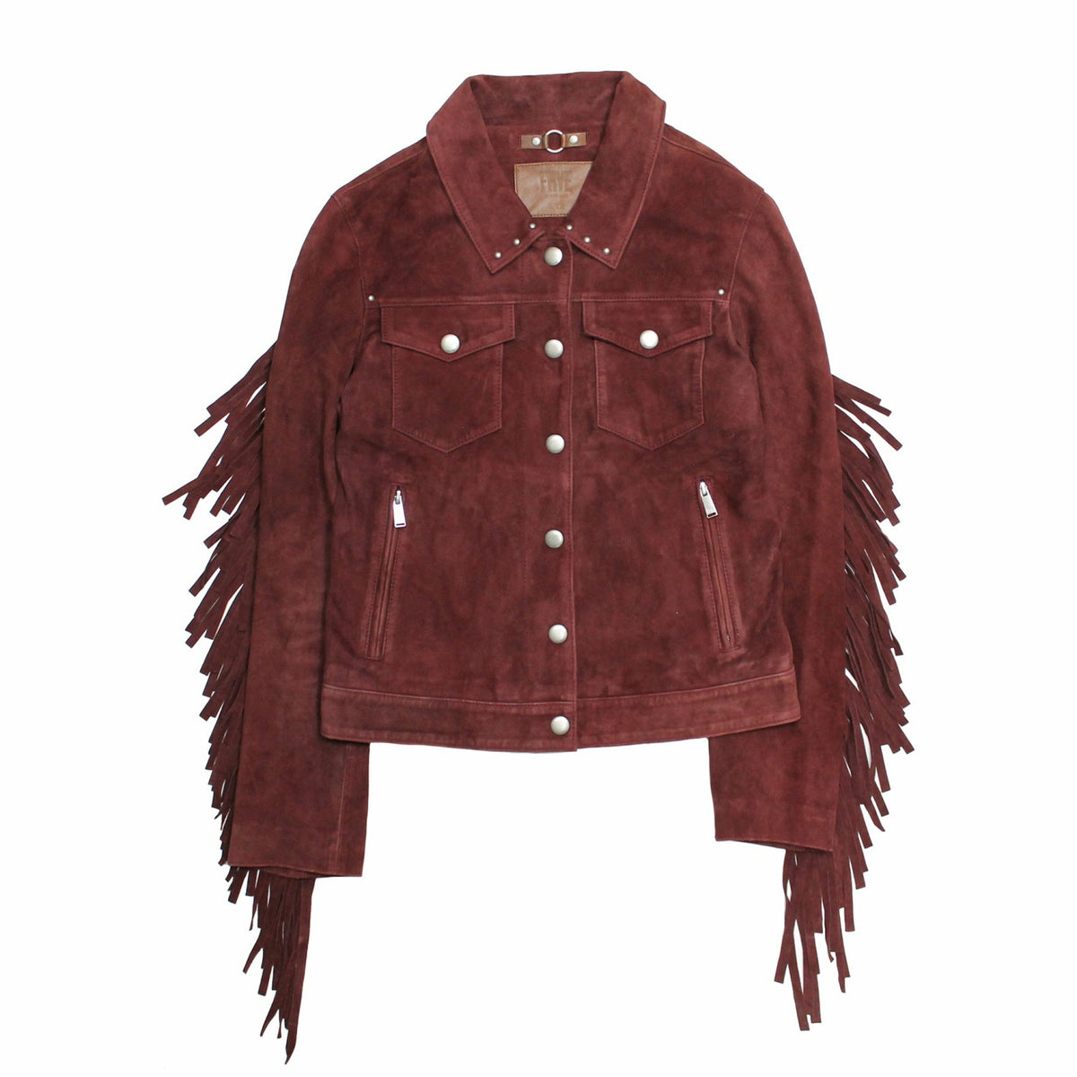 FRYE Women’s Oxblood Nash Trucker Suede Jacket