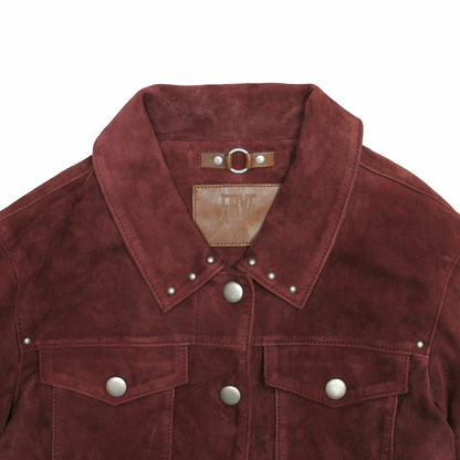 FRYE Women’s Oxblood Nash Trucker Suede Jacket