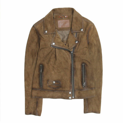 FRYE Women’s Dark Taupe Oakley Vintage Suede Biker Jacket