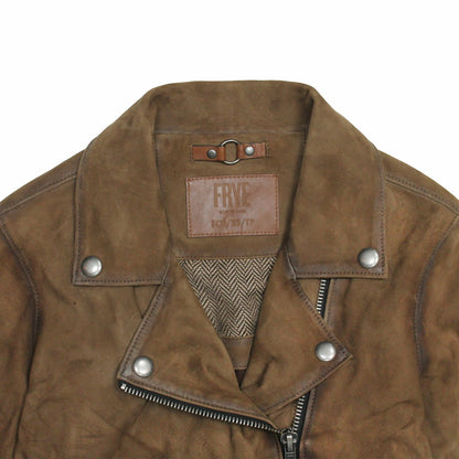 FRYE Women’s Dark Taupe Oakley Vintage Suede Biker Jacket