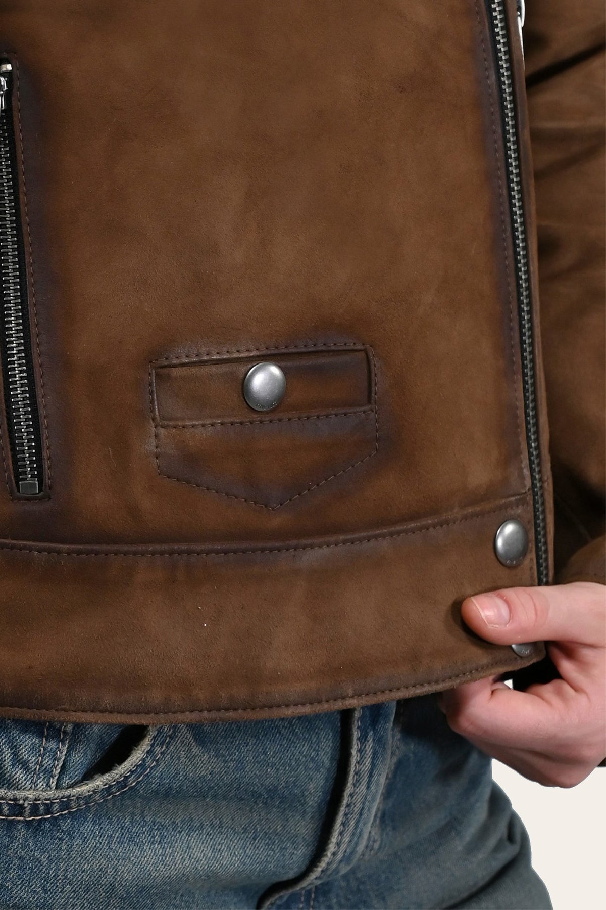 FRYE Women’s Dark Taupe Oakley Vintage Suede Biker Jacket
