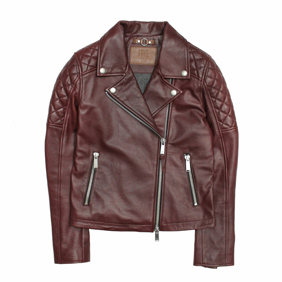 FRYE Women’s Oxblood Oklahoma Nappa Leather Biker Jacket