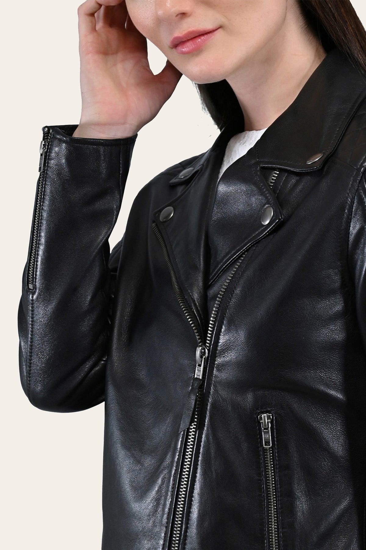 FRYE Women’s Black Oklahoma Biker Leather Jacket