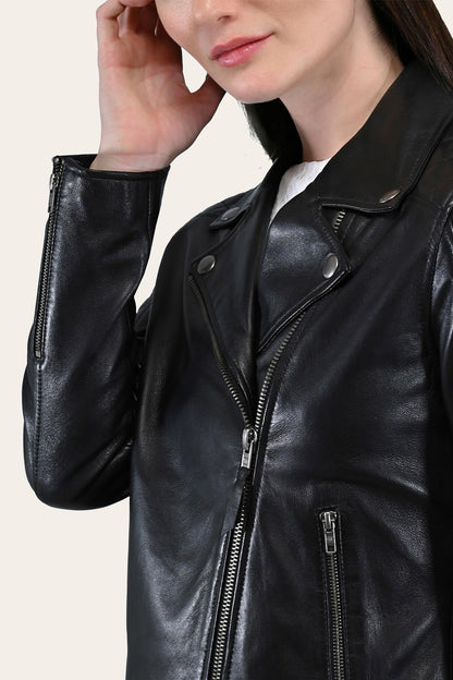 FRYE Women’s Black Oklahoma Biker Leather Jacket