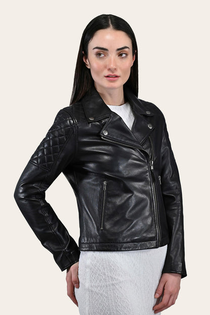 FRYE Women’s Black Oklahoma Biker Leather Jacket