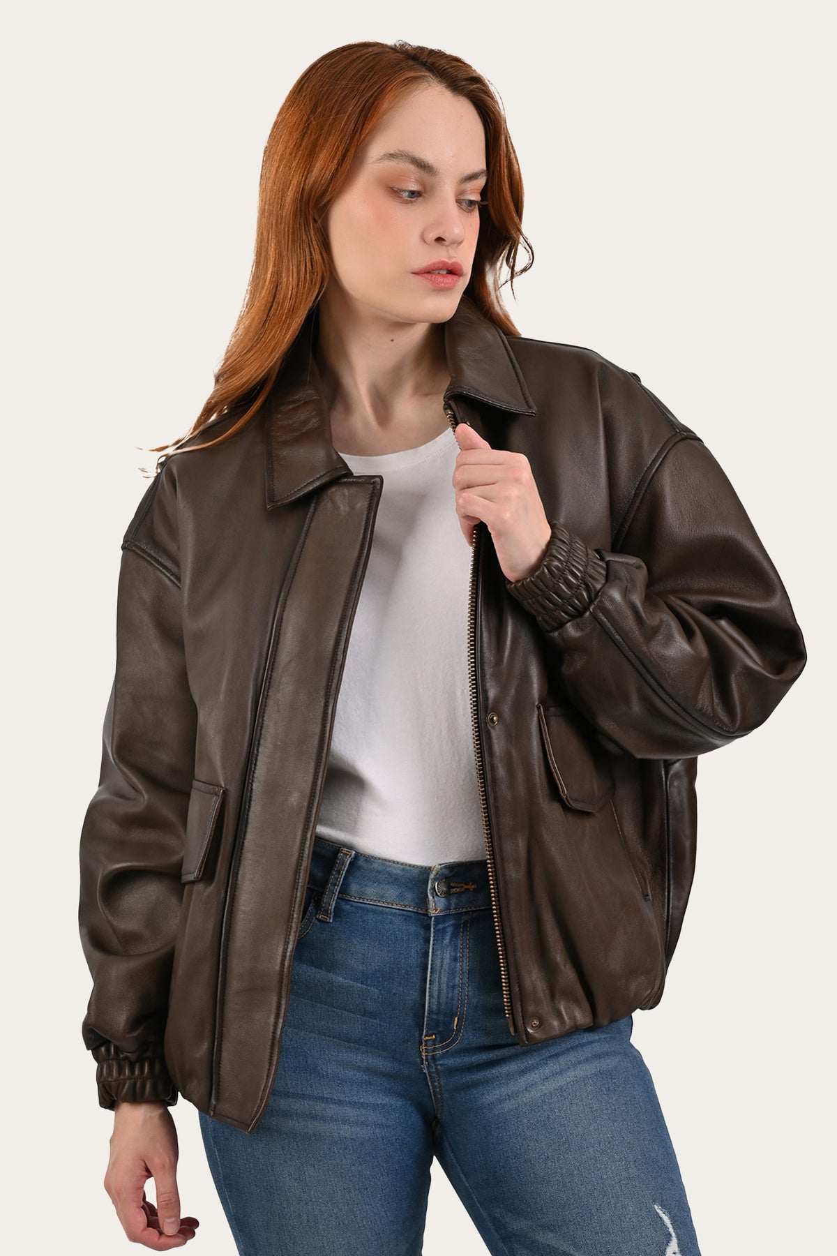 FRYE Tobacco Harper Oversized Bomber