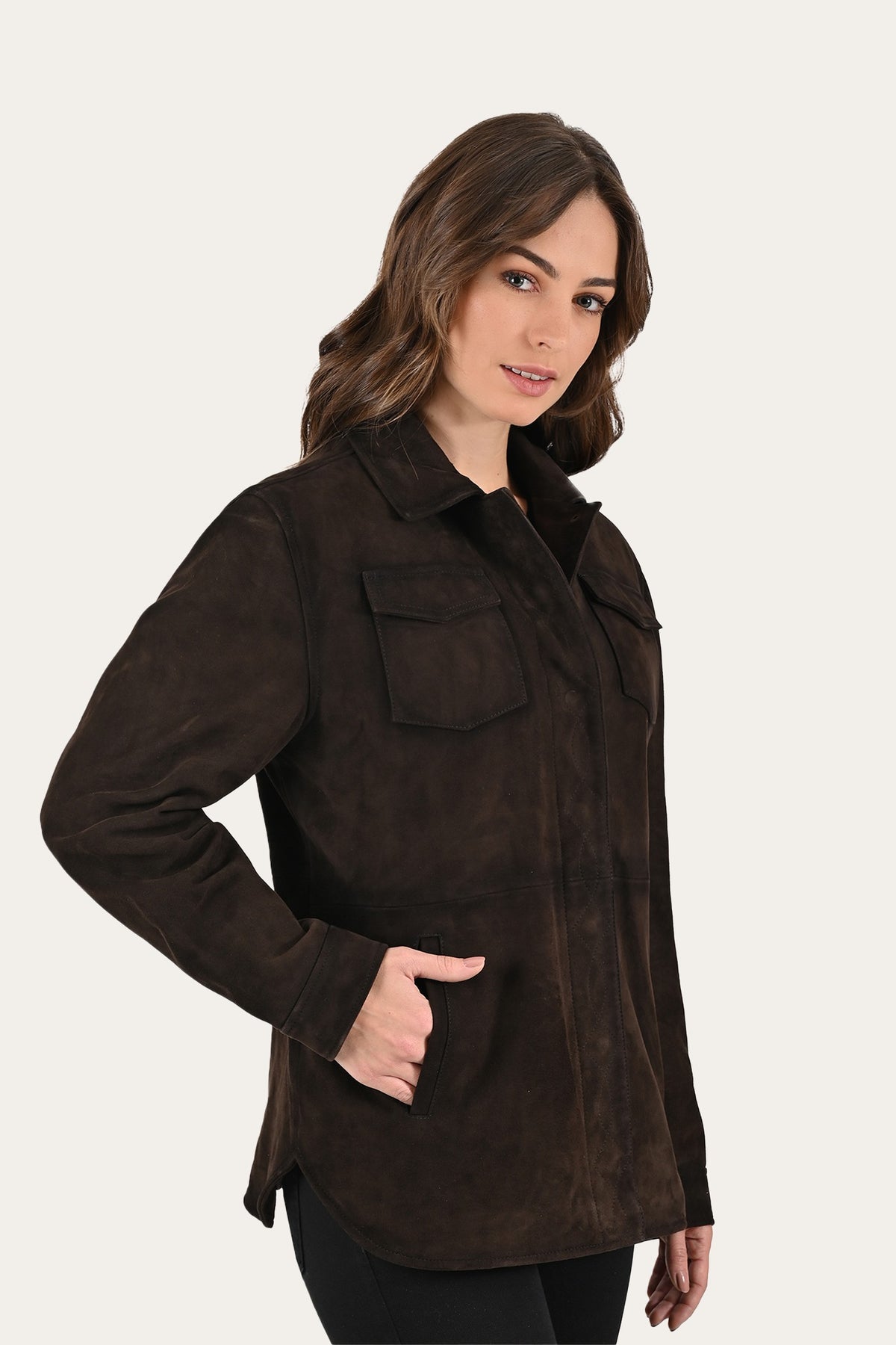 FRYE Dark Brown Avett Overshirt Jacket