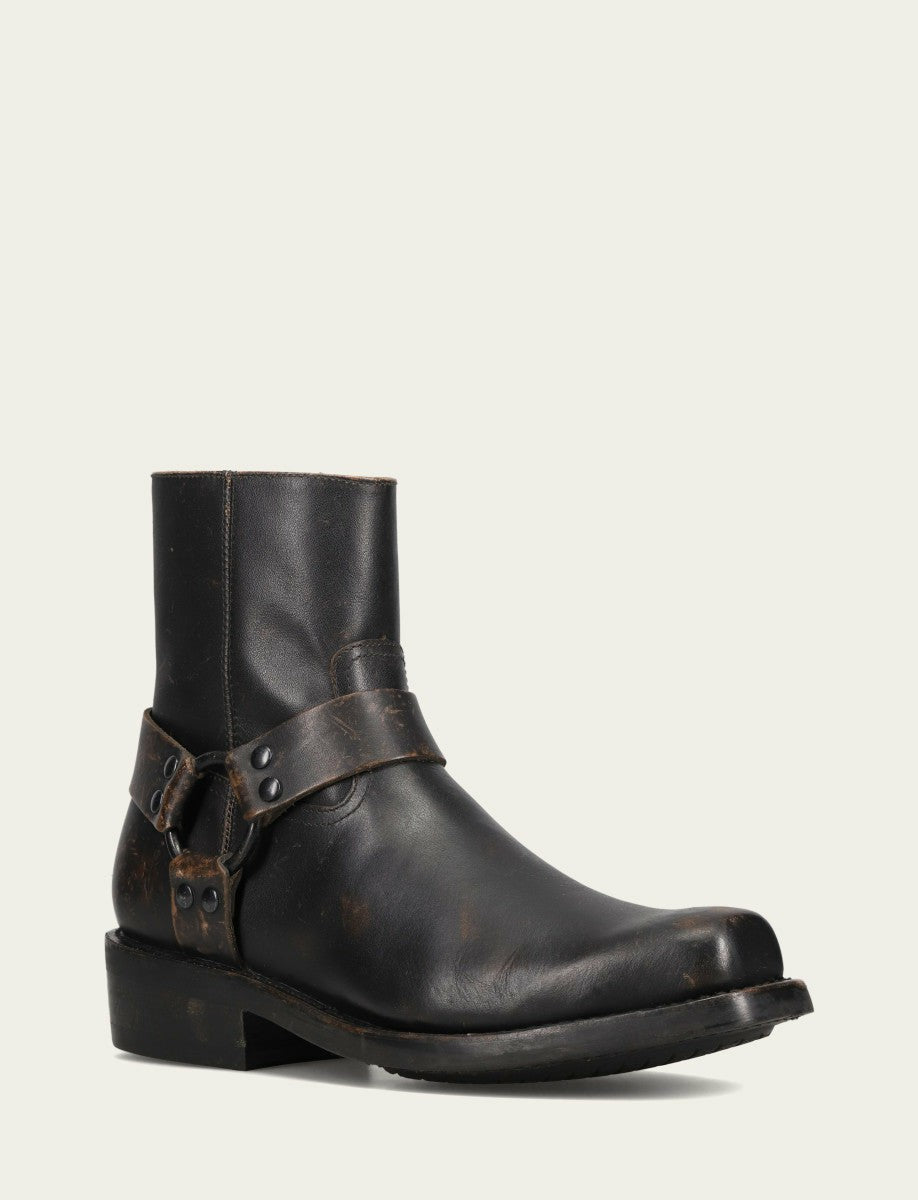 FRYE Men’s Antiqued Black Conway Harness Leather Boots