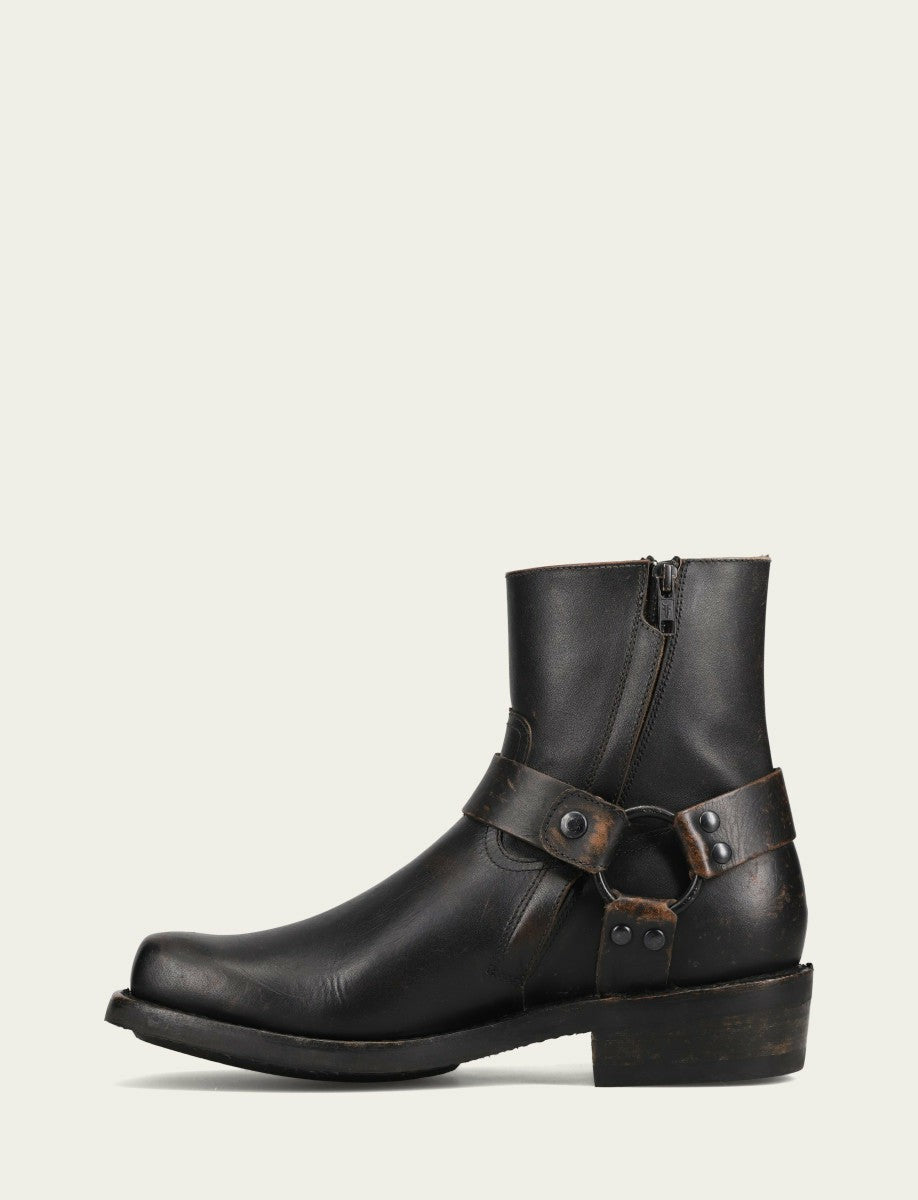 FRYE Men’s Antiqued Black Conway Harness Leather Boots