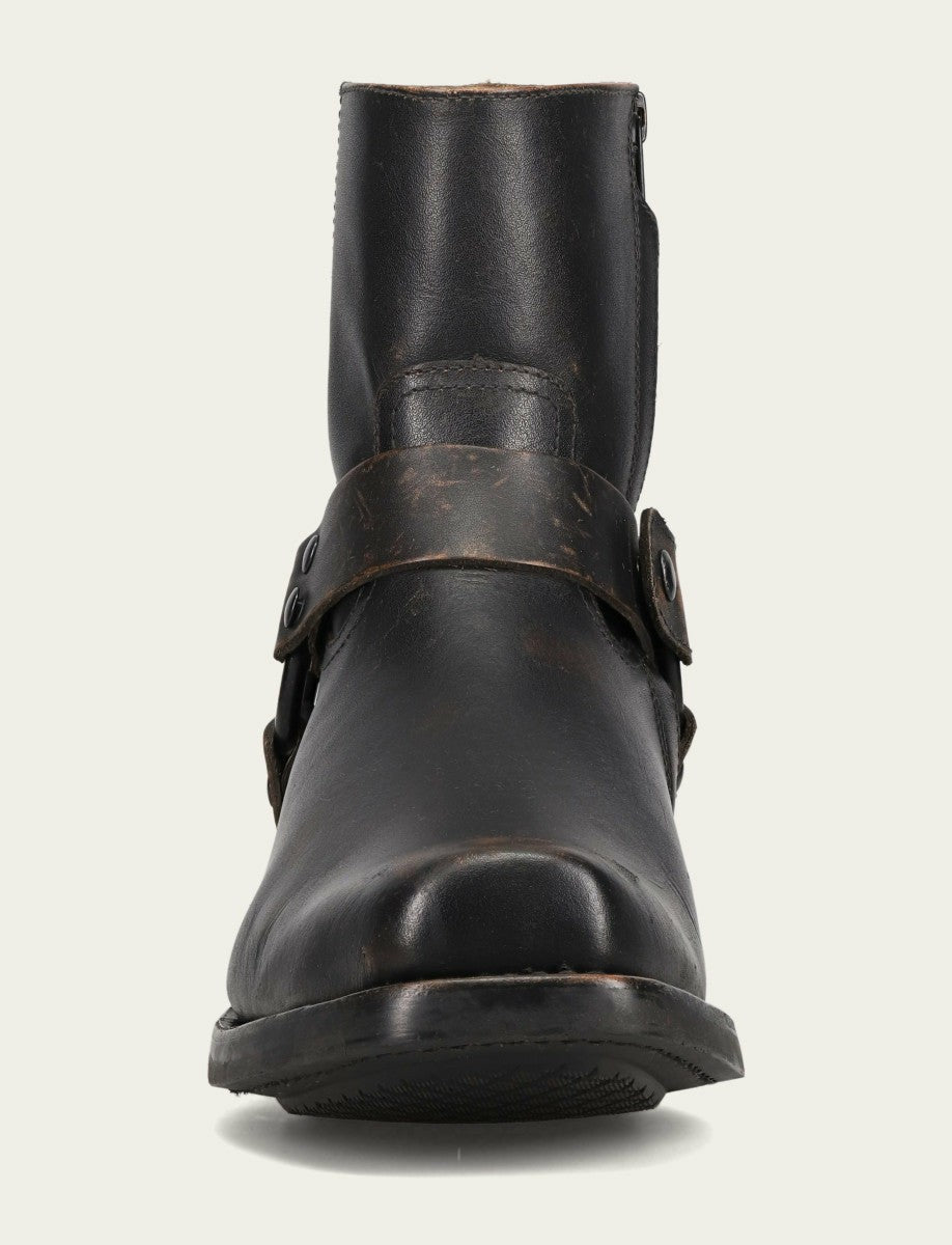FRYE Men’s Antiqued Black Conway Harness Leather Boots