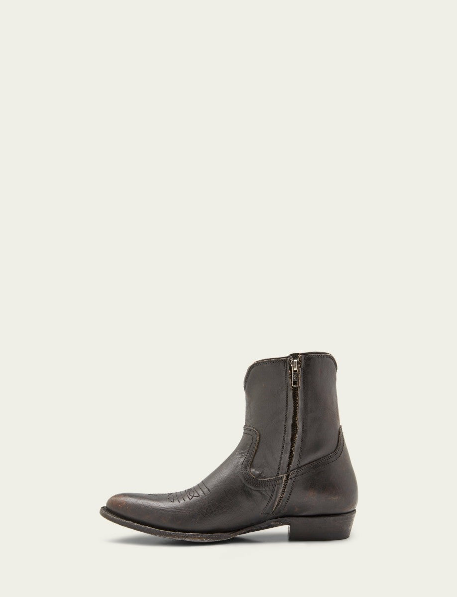 FRYE Men’s Antique Black Austin Inside Zip Leather Boots